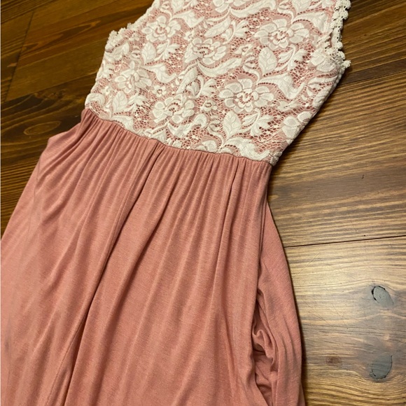 Vanilla Bay Dress, Pink With Pretty White Lace, Long, Size Small, Pockets - Picture 8 of 8